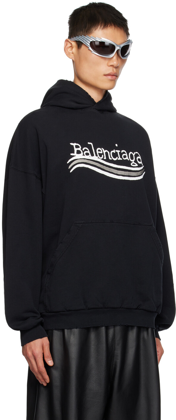

Balenciaga Черный худи с принтом