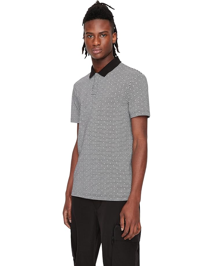 Поло Armani Exchange Cotton Printed Shirt, цвет Black Ued Triangle