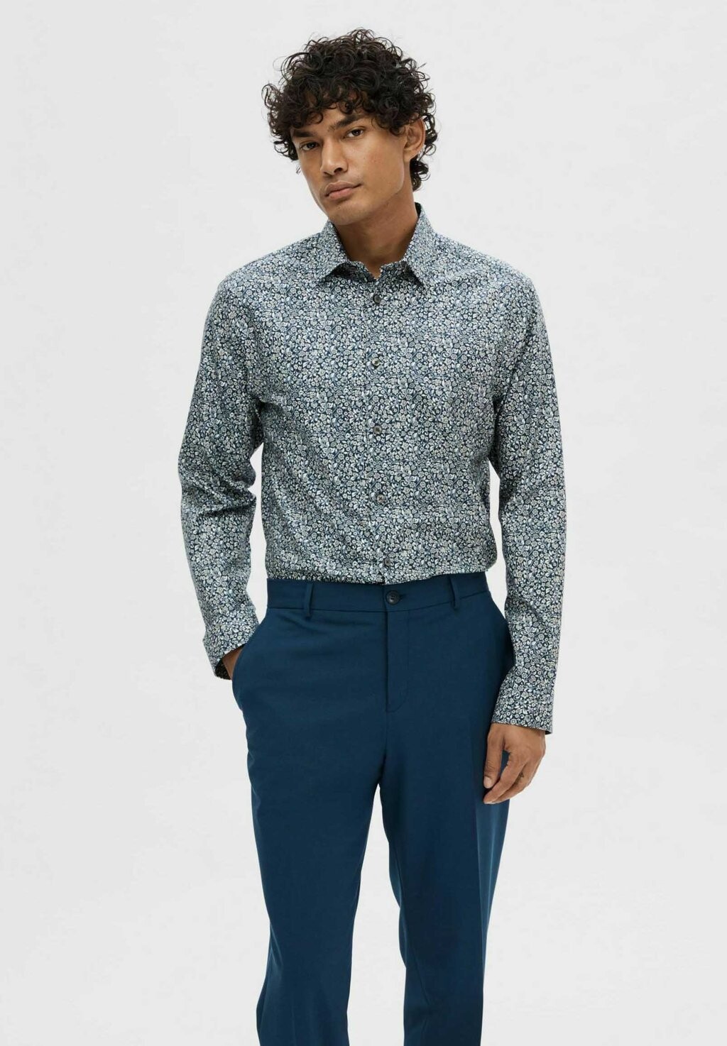 

Рубашка SLHETHAN-AOP NOOS Selected Homme, цвет navy blazer