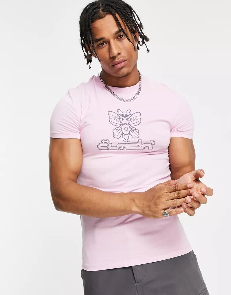 

Розовая футболка с принтом бабочки ASOS