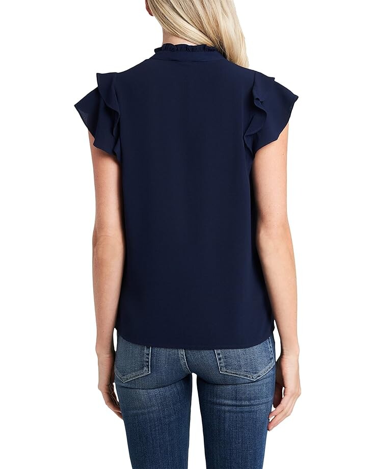 

Блуза CeCe Short Sleeve Pin Tuck Ruffled Blouse, темно-синий