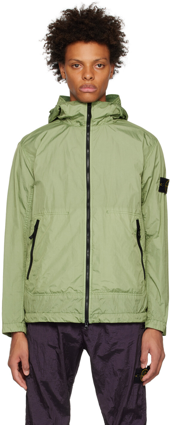

Жакет цвета хаки из жатой ткани Stone Island