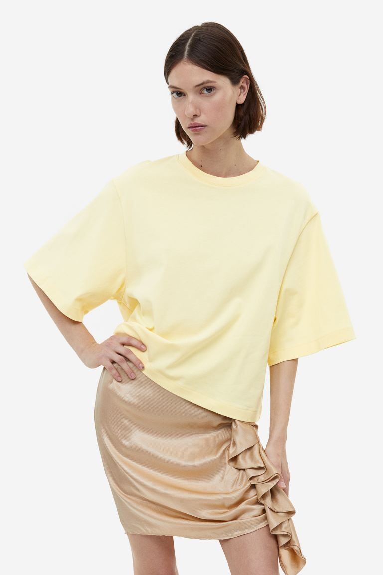 

Хлопковая футболка H&M, светло-желтого, Желтый