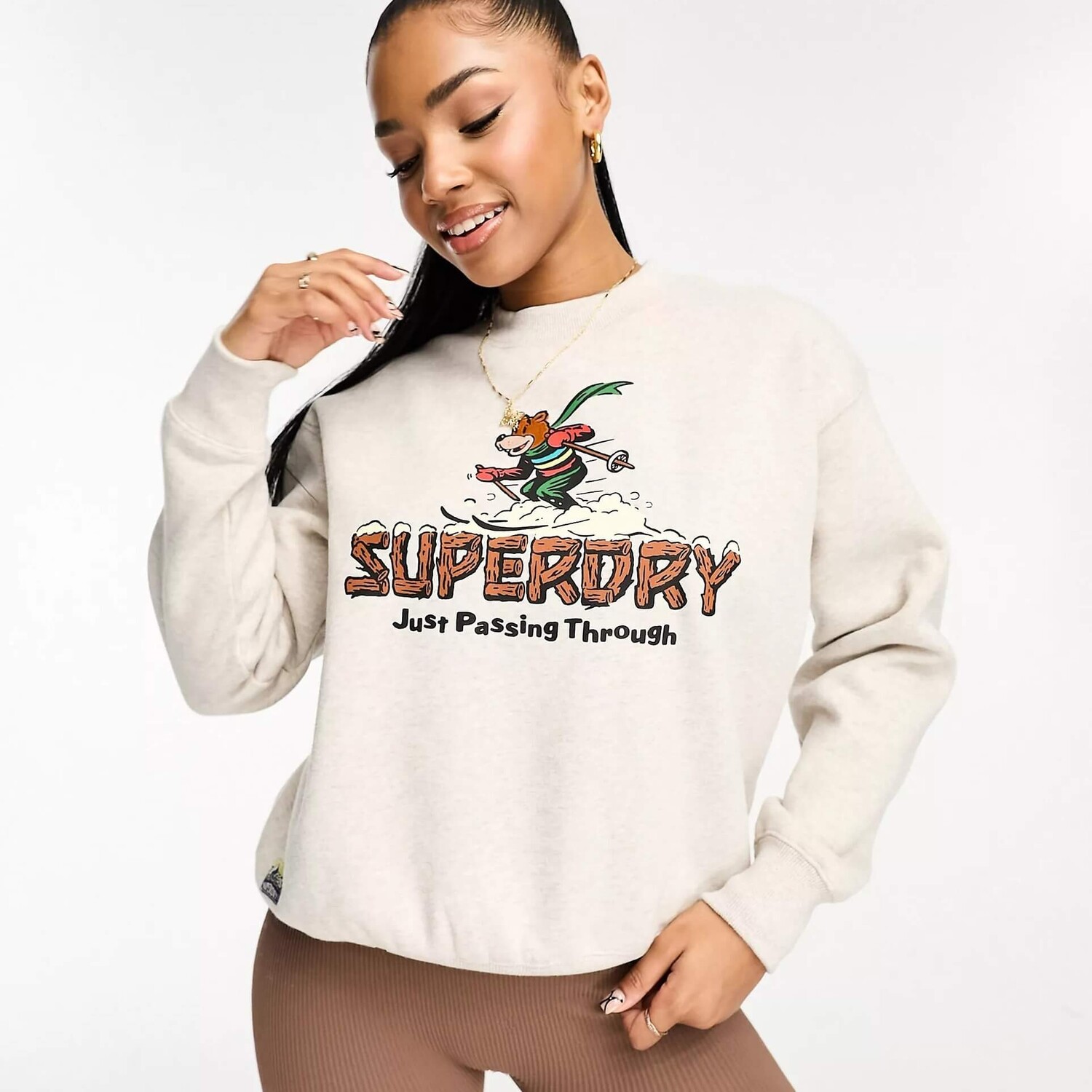 

Толстовка Superdry Travel Postcard Graphic Crew Neck, светло-бежевый