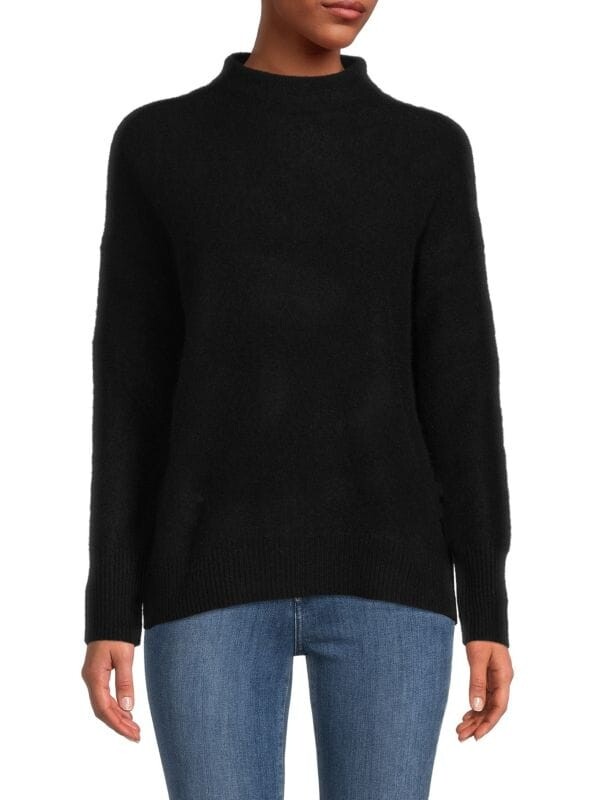 

Свитер из матового кашемира с вырезом воронки Saks Fifth Avenue Black