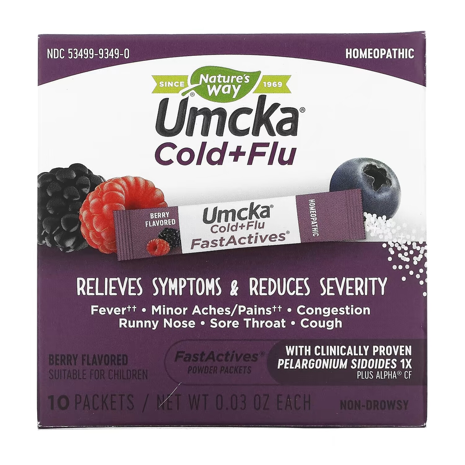 

Добавка для Лечения Простуды и Гриппа Nature's Way Umcka Fast Actives с ягодным вкусом, 10 пакетов