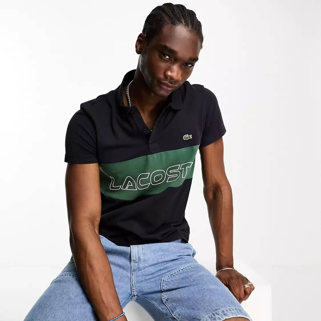 

Поло Lacoste Colourblock, темно-синий