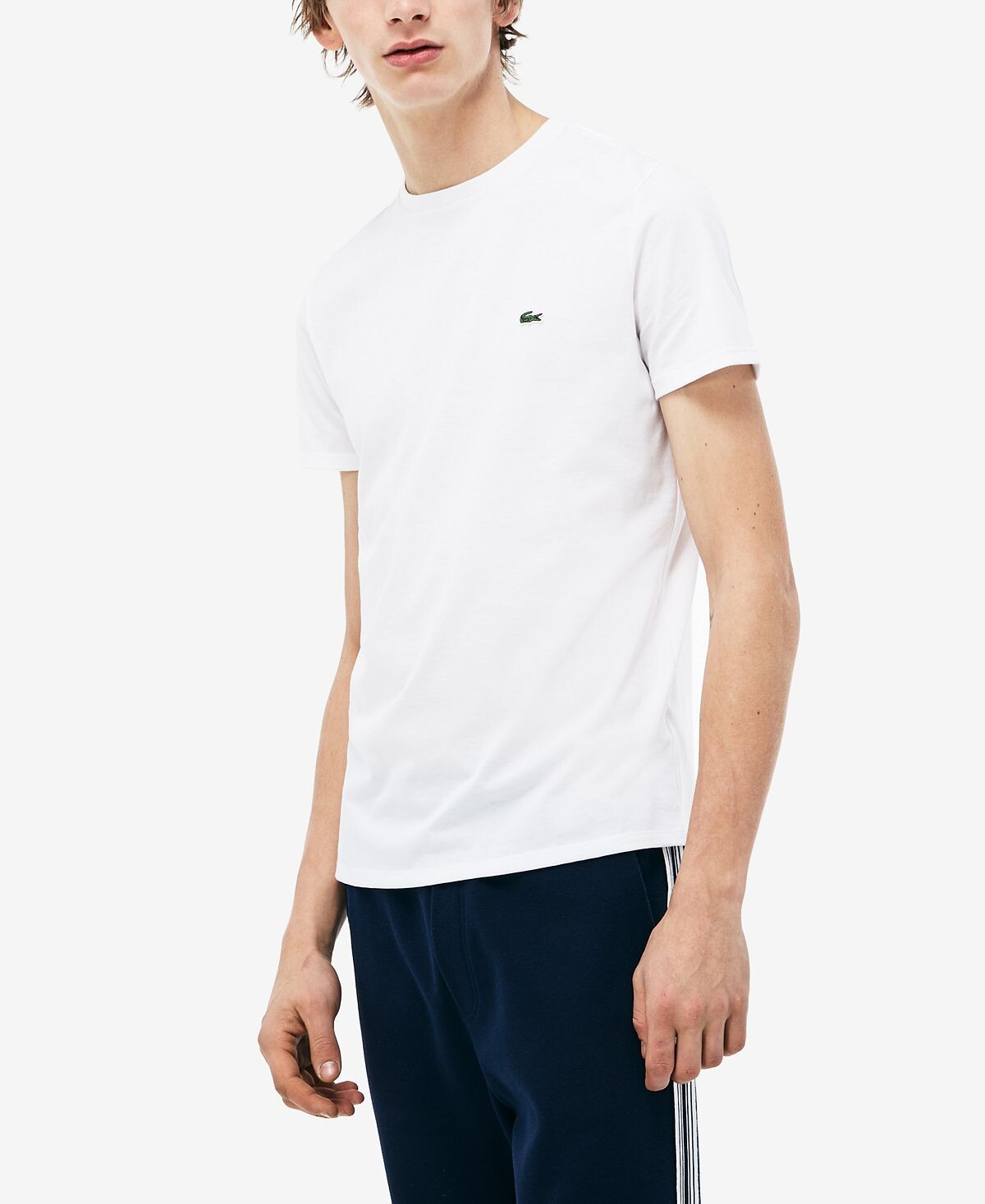 

Мужская классическая футболка с круглым вырезом из мягкого хлопка пима Lacoste, белый