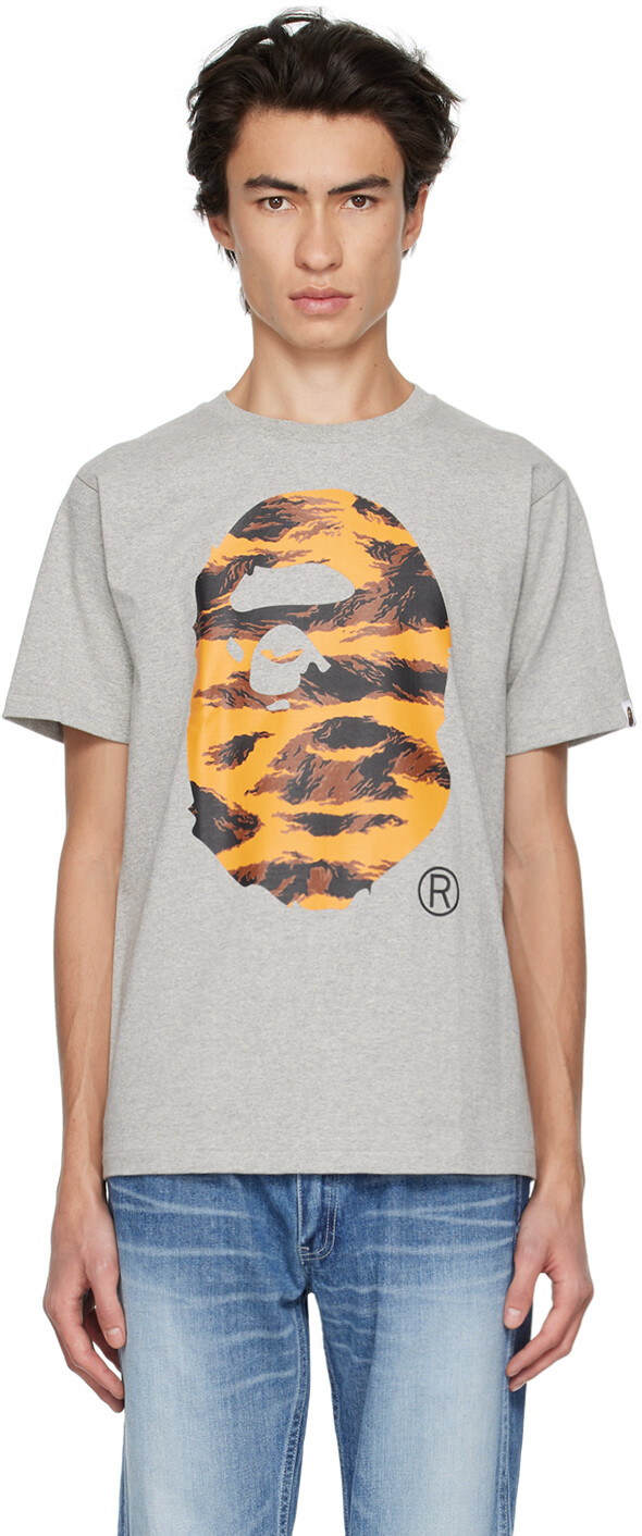 

Серая футболка с головой обезьяны тигра BAPE, Серый