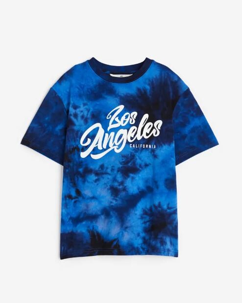 

Футболка с принтом Лос-Анджелес H&M Los Angeles Printed Jersey, темно-синий