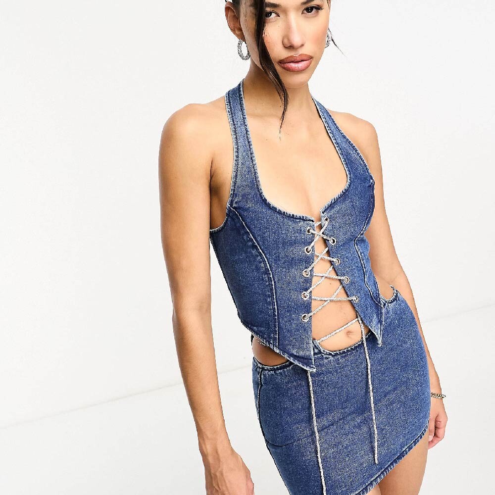 

Топ Kyo The Brand Denim Corset, темно-синий