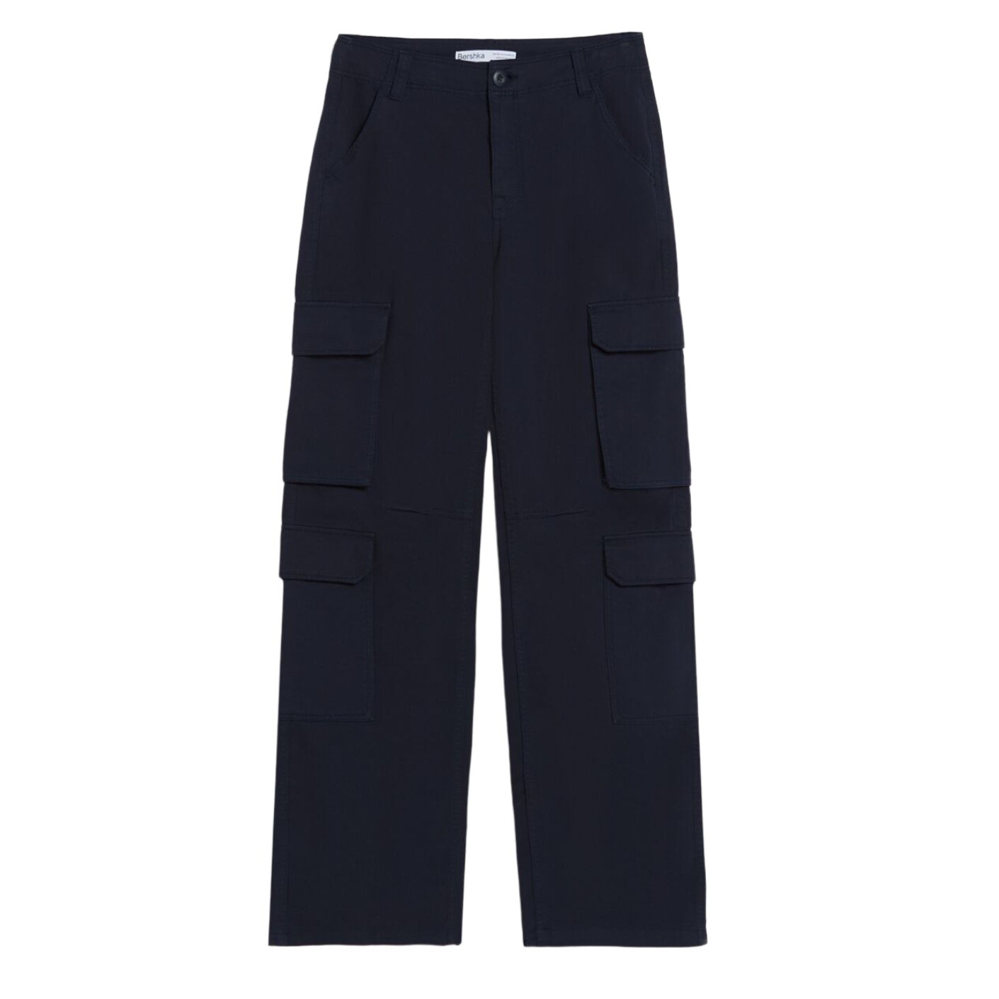 

Брюки Bershka Twill Multipocket Cargo, темно-синий