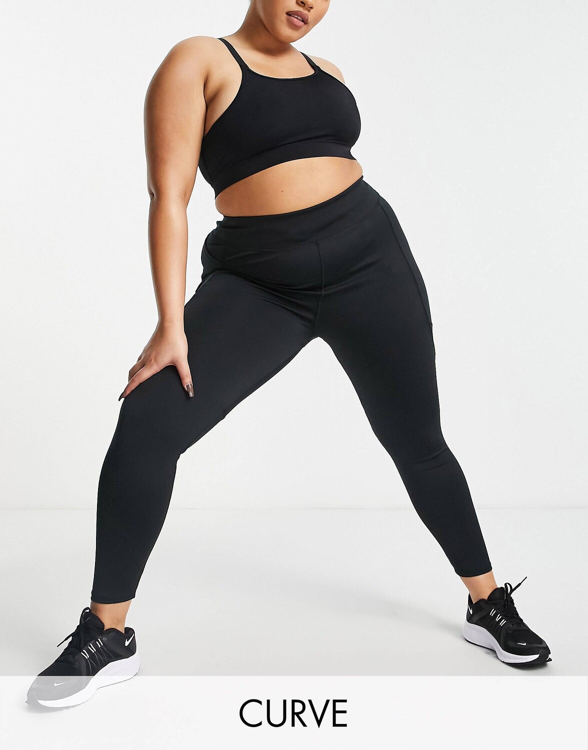 

Леггинсы с завязками на талии и карманом ASOS 4505 Curve icon, Черный
