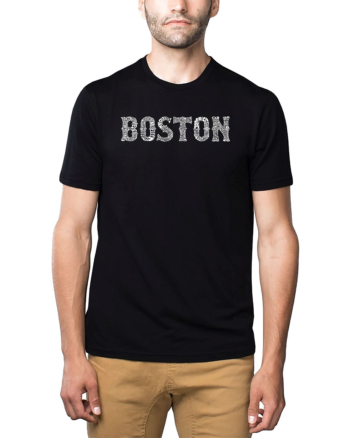 Мужская футболка премиум-класса word art - boston neighbourhoods LA Pop Art, черный