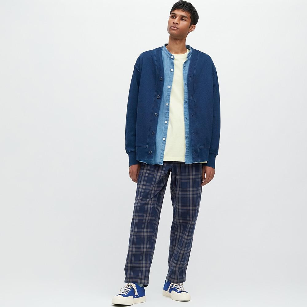 

Мужские хлопковые брюки Uniqlo Printed Relaxed Fit Ankle Length, синий