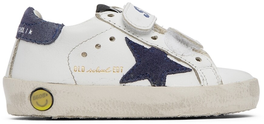 

Бело-темно-синие кроссовки Old School на липучке Baby Baby Golden Goose