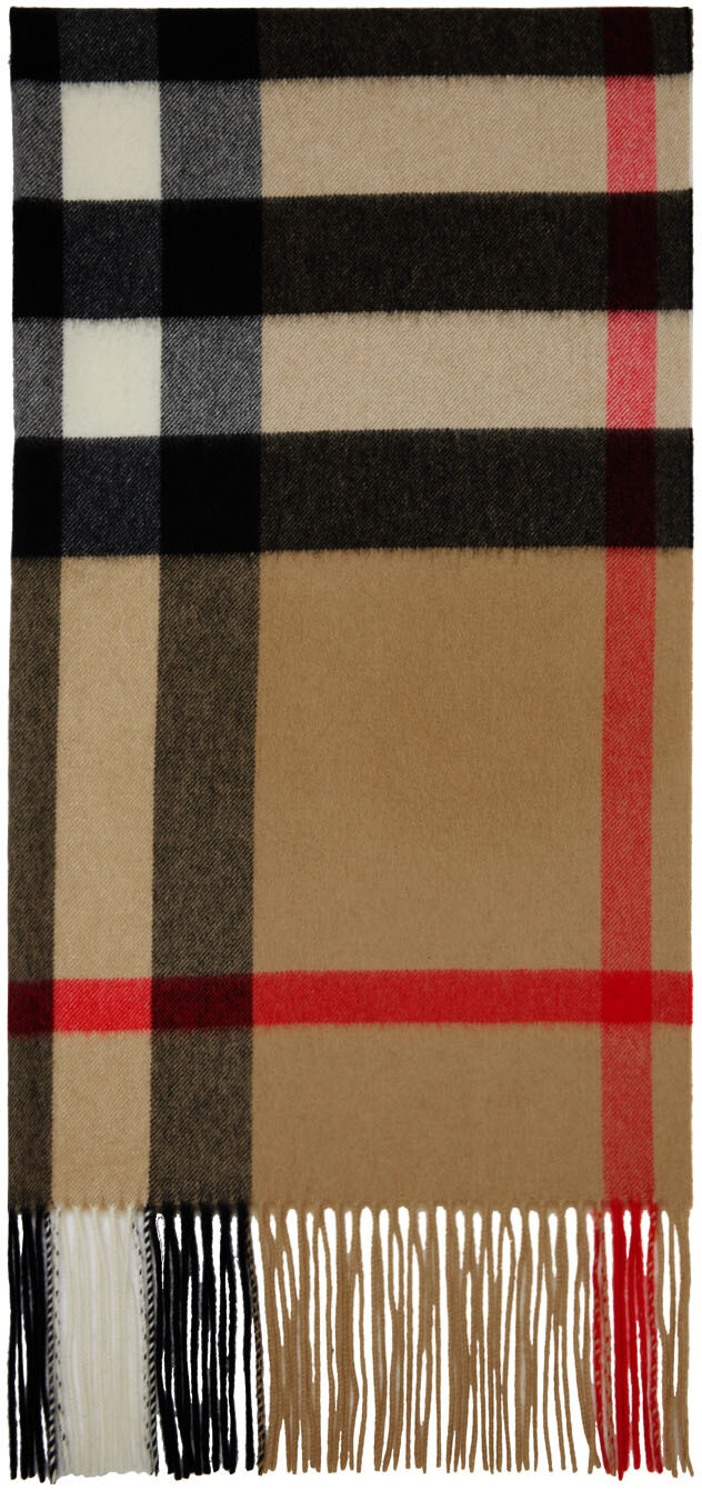 

Бежевый свободный шарф в клетку Burberry