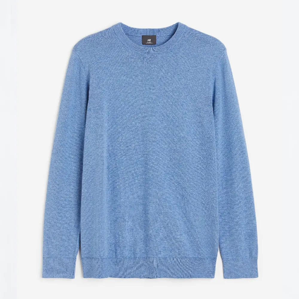 

Свитер H&M Slim Fit Fine-knit Cotton, голубой, Синий