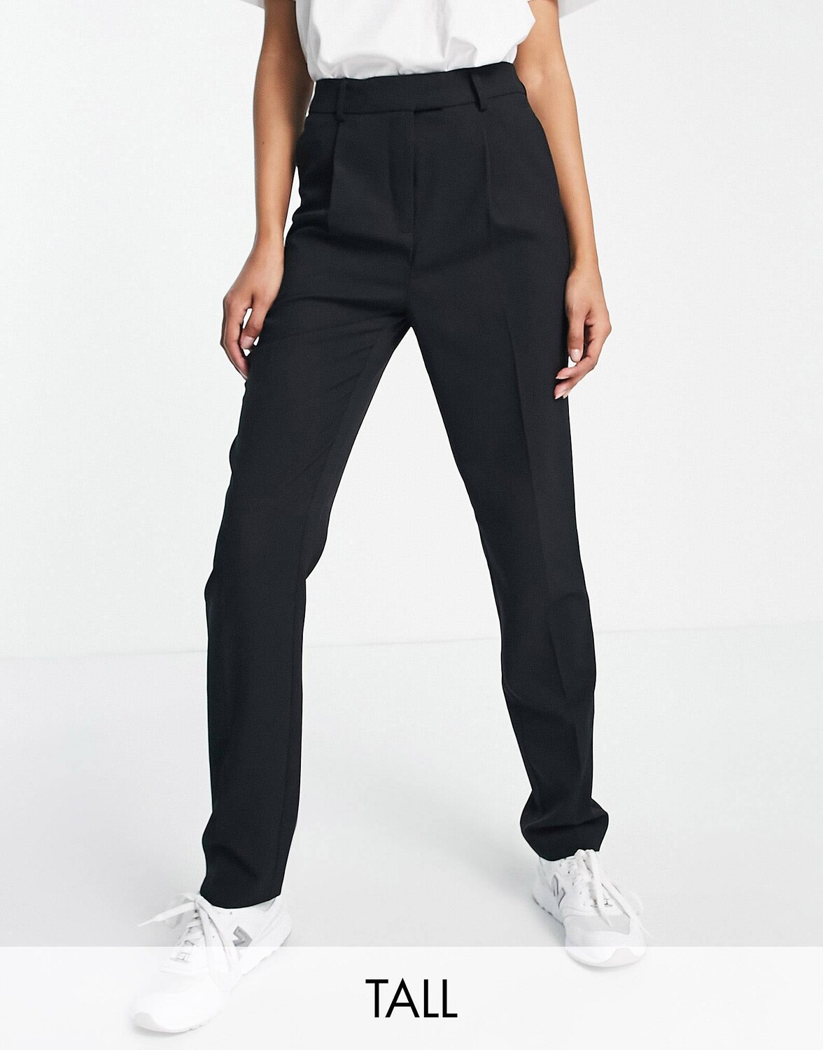 

Черные брюки со складками Topshop Tall, Черный