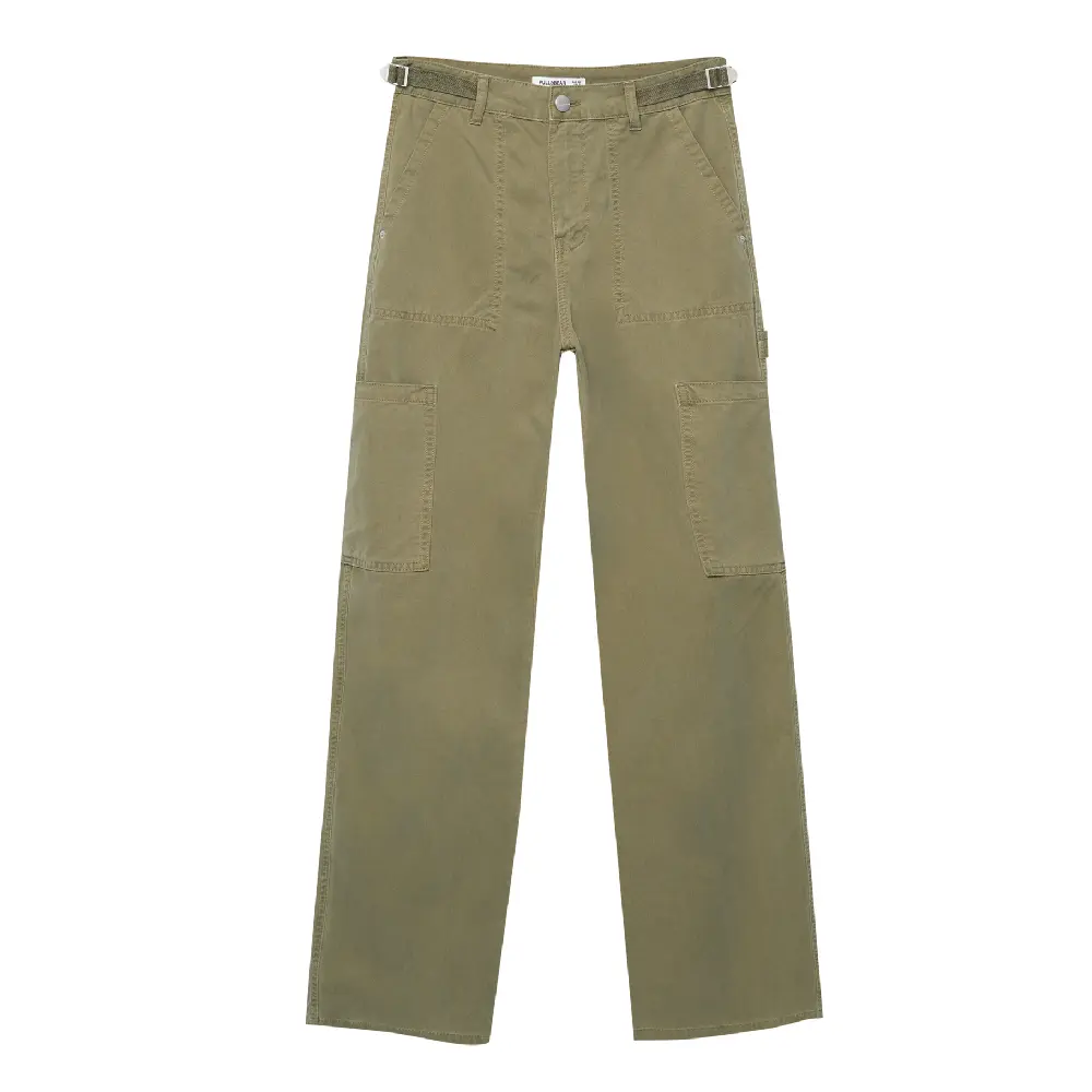 

Брюки Pull&Bear High-waist Carpenter, хаки