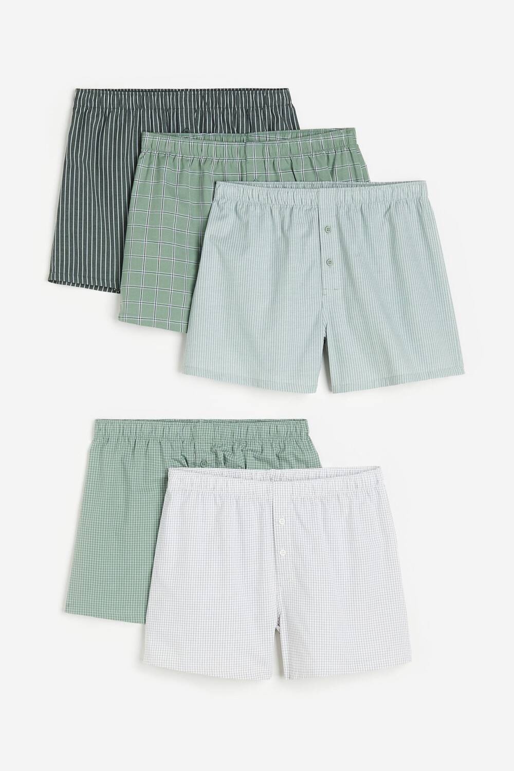 

Набор трусов, 5 штук, H&M Woven Cotton Boxer, зеленый