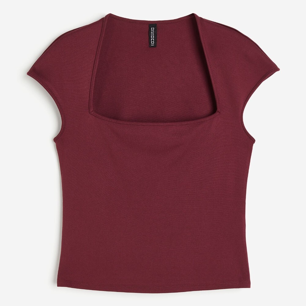 

Футболка H&M Cap-sleeved, бордовый, Красный