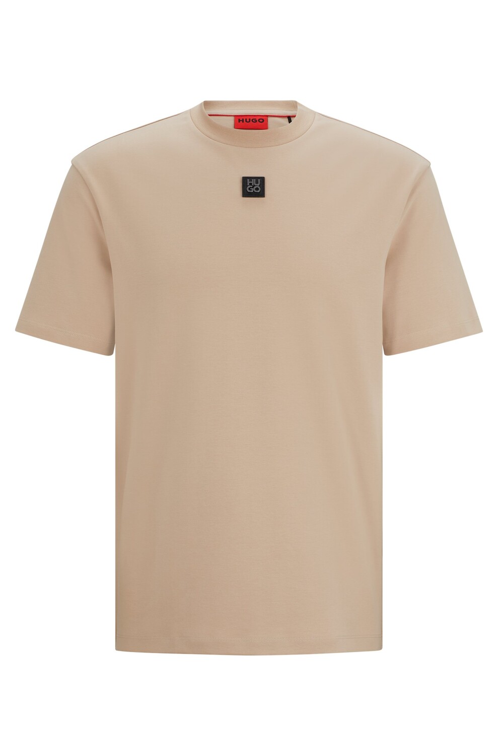 

Футболка Boss Interlock-cotton Regular-fit With Stacked Logo, бежевый