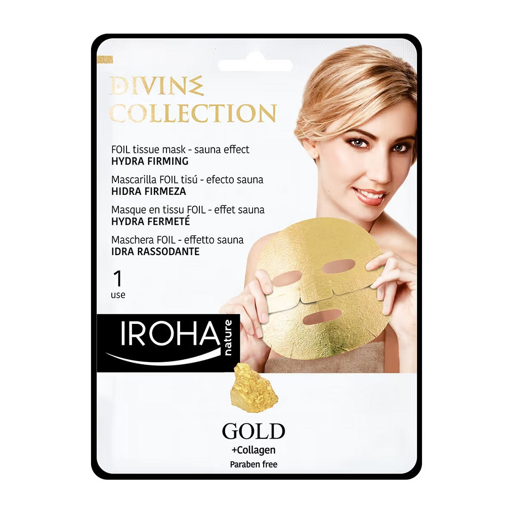 IROHA nature Gold + Collagen Hydra Firming Face Mask увлажняющая и укрепляющая тканевая маска с золотом и коллагеном 25мл
