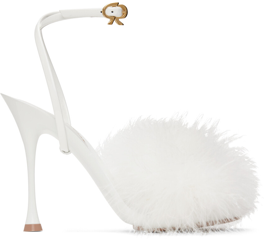 

Босоножки на каблуке с перьями White Spice Gianvito Rossi
