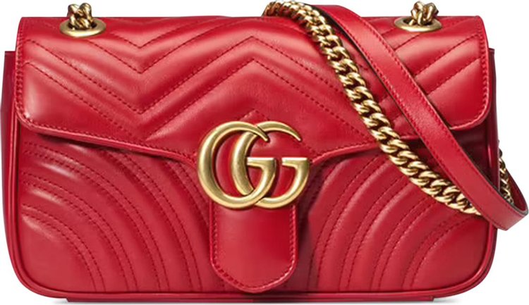 Сумка Gucci GG Marmont Small Matelassé Shoulder Bag Red, красный - фото