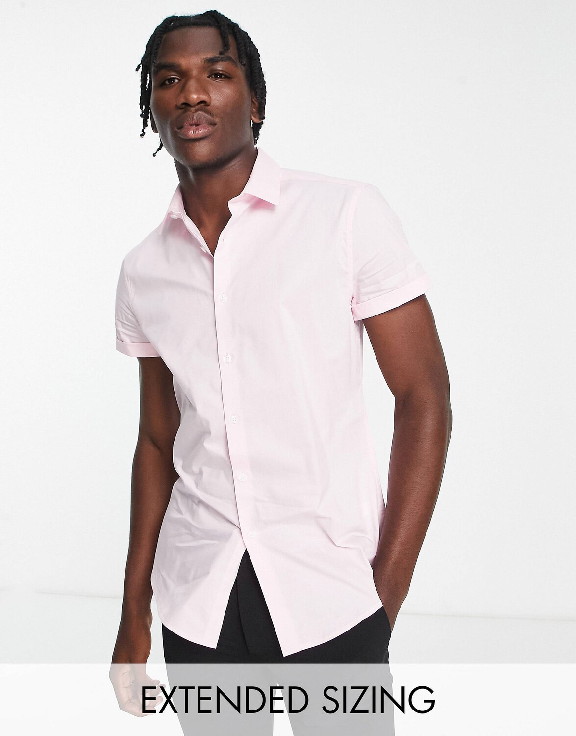 

Светло-розовая рубашка узкого кроя ASOS DESIGN