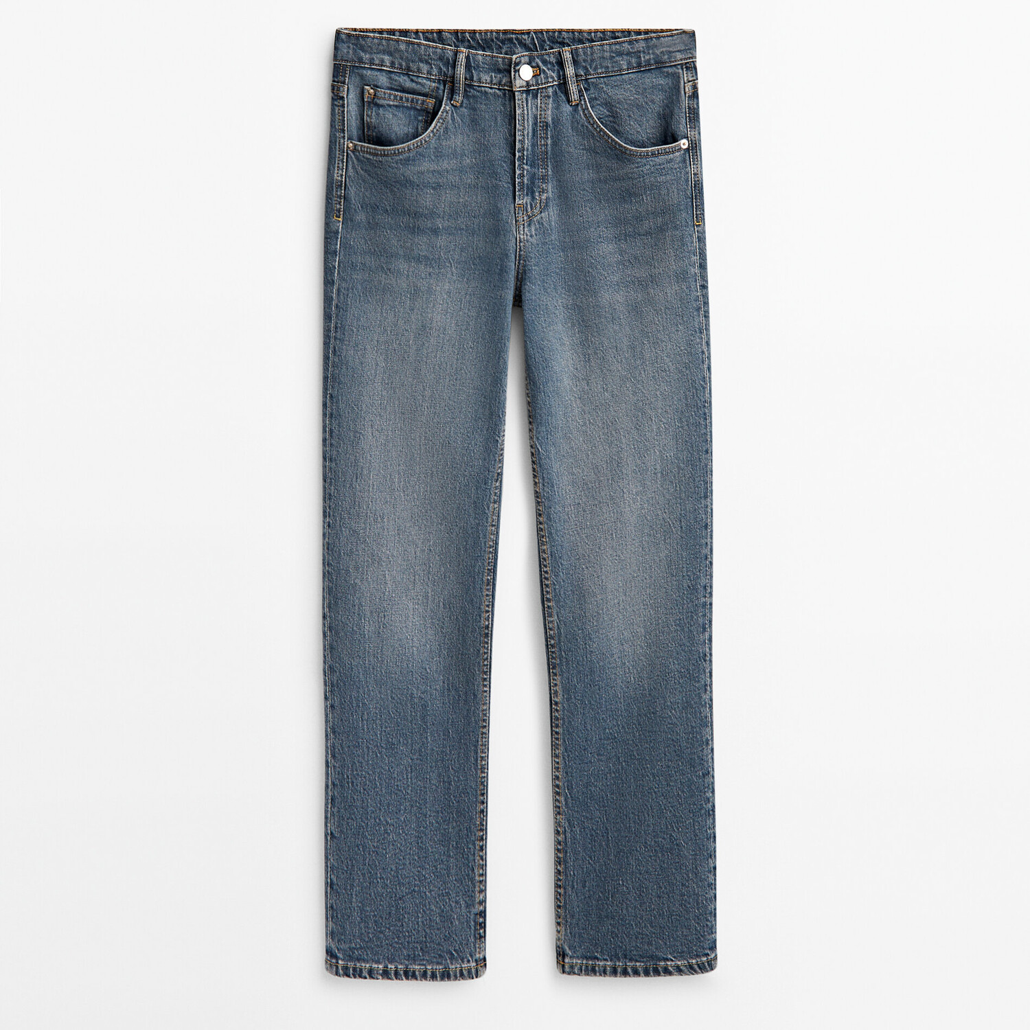 

Джинсы Massimo Dutti Mid-Waist Slim-Cropped-Fit, голубой