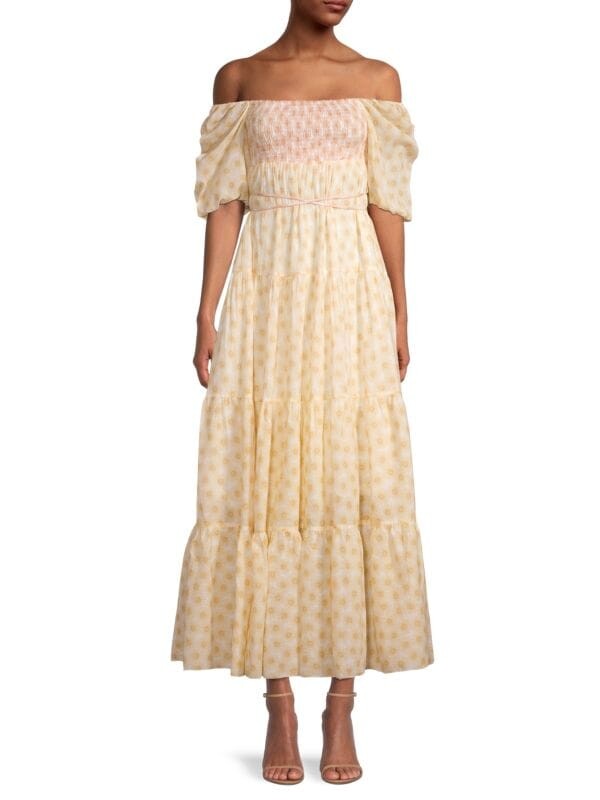 

Платье - Макси Ярусное Hansen + Gretel Gabriella с ромашкой, beige