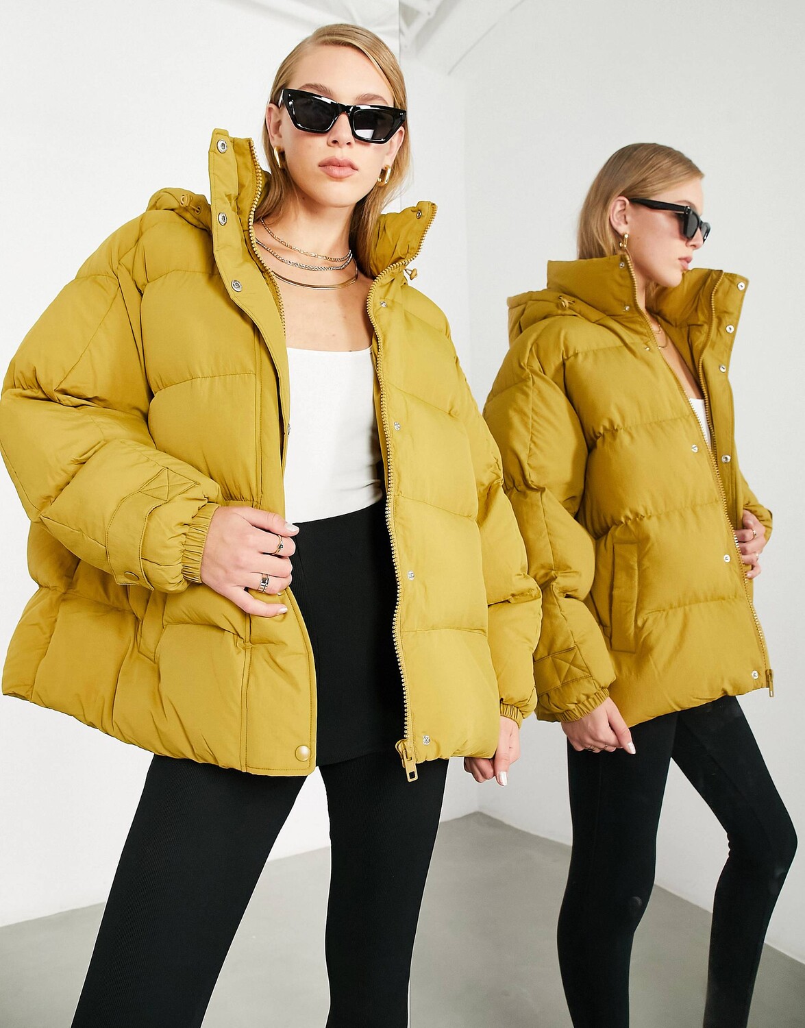 

Свободный пуховик цвета охры ASOS EDITION
