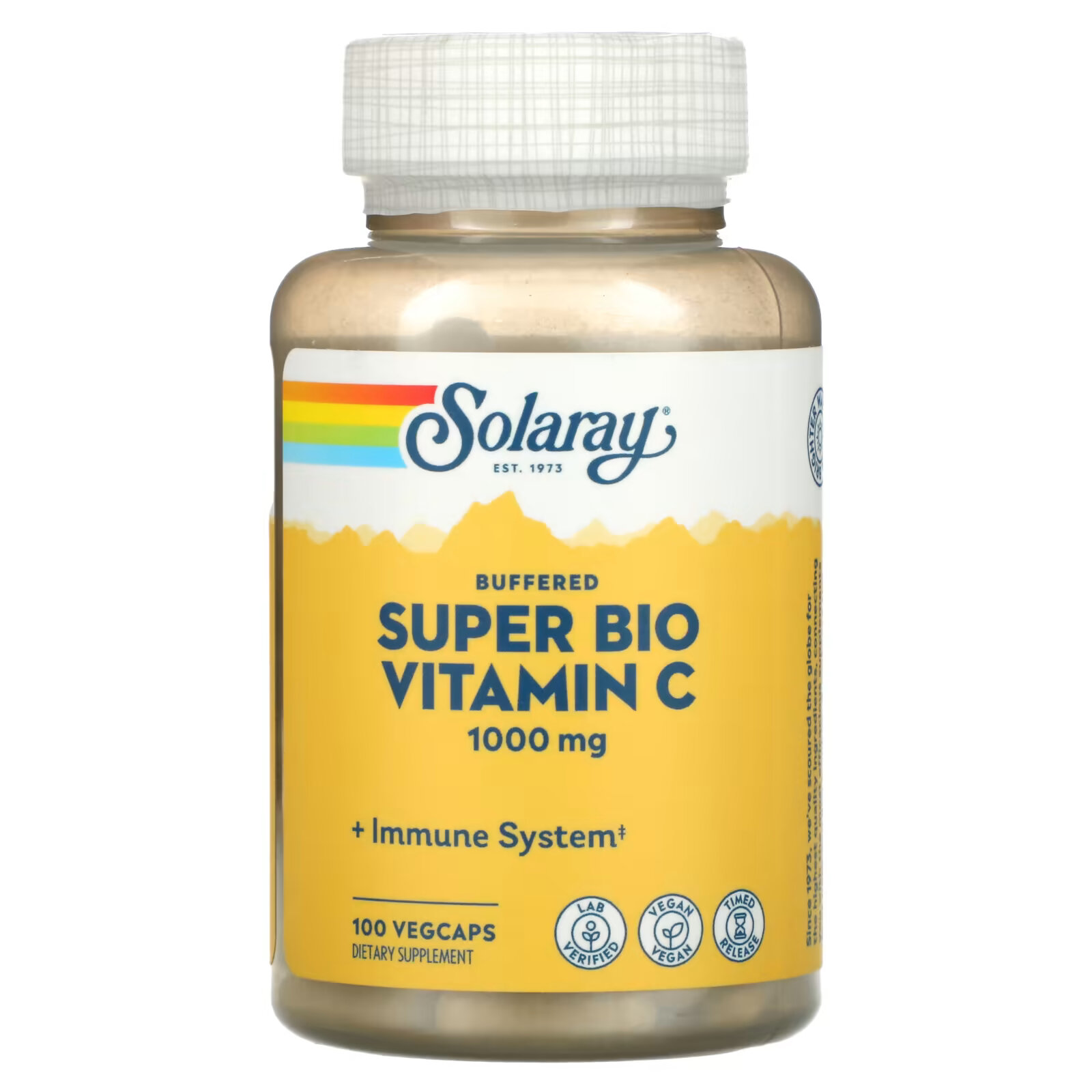 Solaray, Super Bio Vitamin C, витамин C медленного высвобождения, 100 вегетарианских капсул - фото