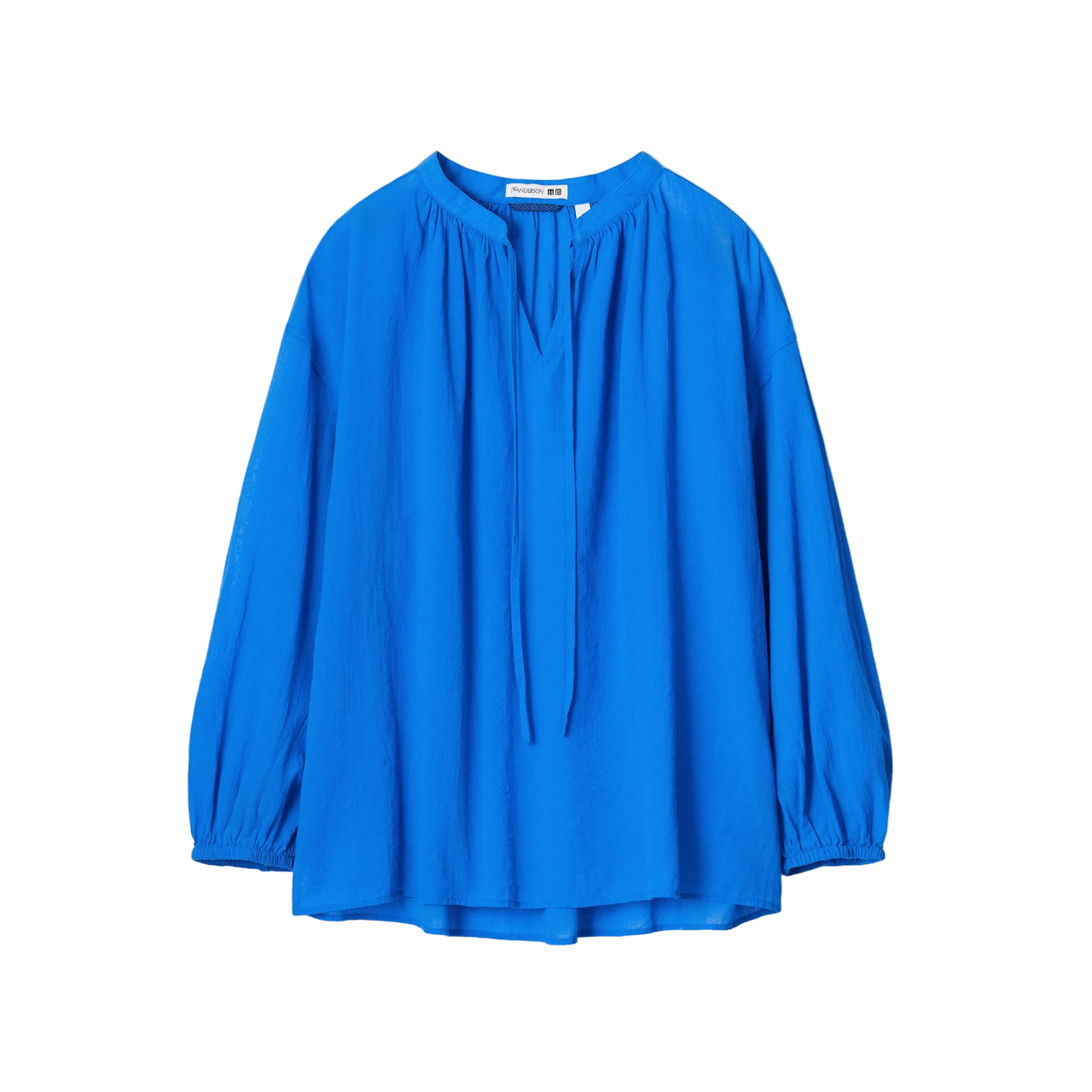 Блузка Uniqlo х JW Anderson Cotton Sheer Volume Gathered Long Sleeved, синий пижама uniqlo satin printed long sleeved синий