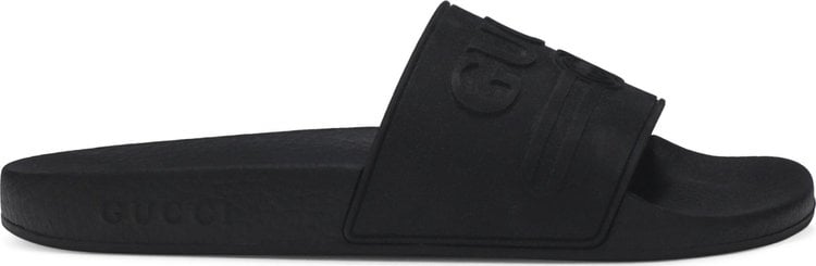 Сандалии Gucci Wmns Logo Rubber Slide Black, черный - фото