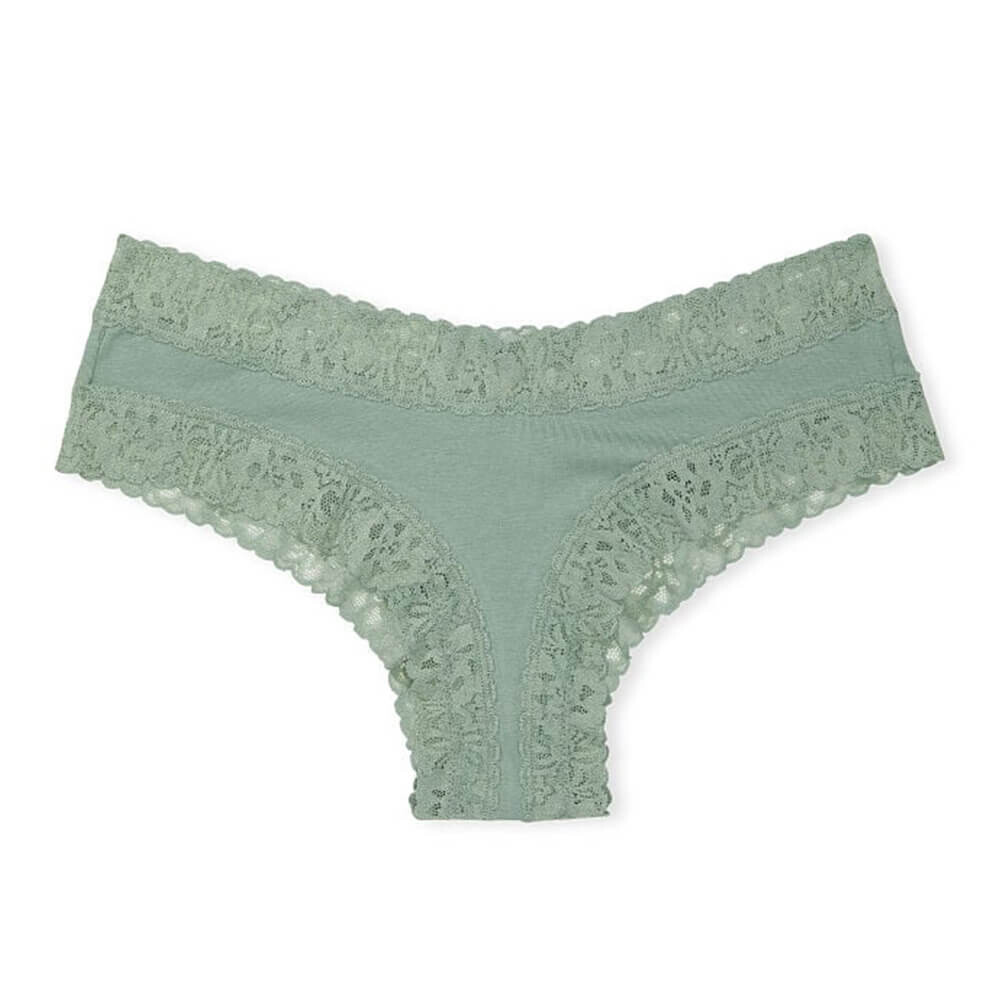 

Трусы Victoria`s Secret Lace Waist Cotton Cheeky, морской зелёный