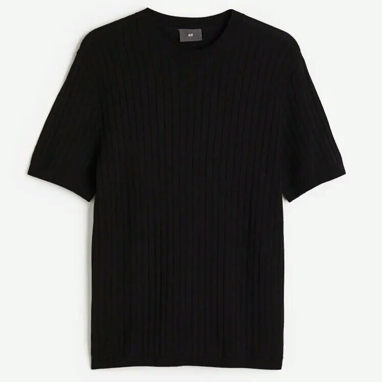 

Футболка H&M Regular Fit Rib-knit, черный
