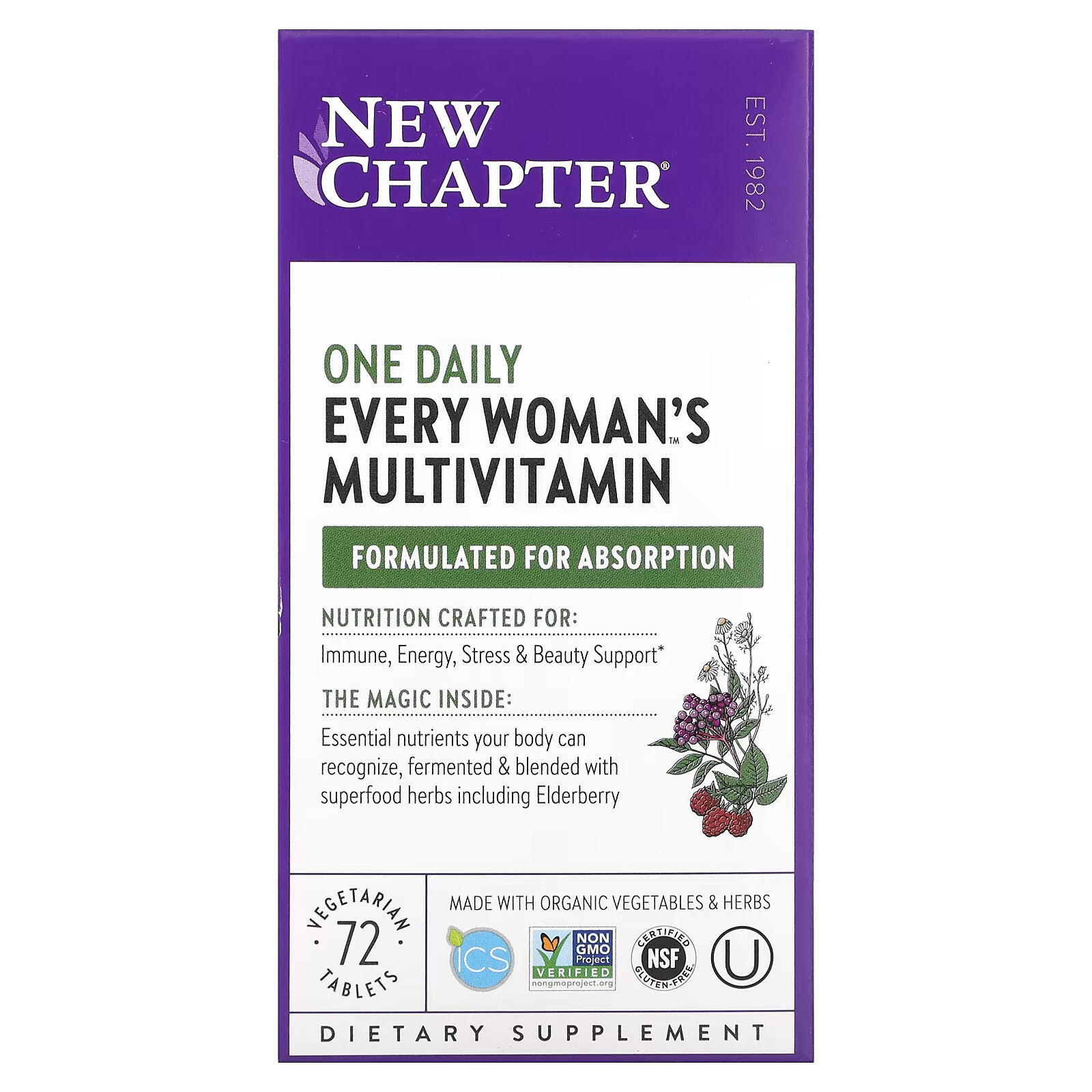 New Chapter, Every Woman's One Daily Multivitamin, 72 вегетарианские таблетки new chapter one daily prenatal multivitamin 35 30 вегетарианских таблеток