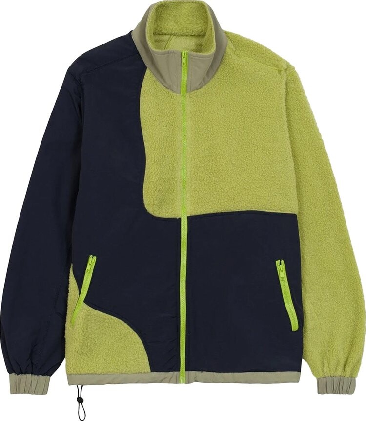 

Куртка Brain Dead Paneled Sherpa Full Zip Jacket 'Lime', зеленый