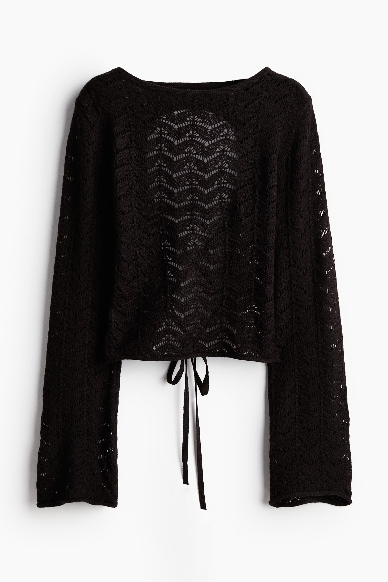 Топ H&M Open-back Pointelle-knit, черный