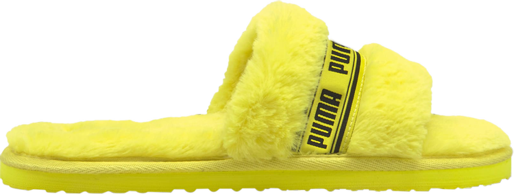 Сандалии Puma Wmns Fluff Slide Fluo Yellow, желтый куртка бомбер zara combined faux fur темно синий