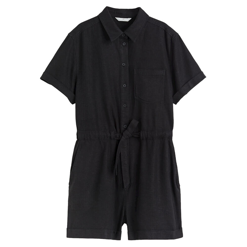 

Комбинезон H&M Linen-blend Romper, черный