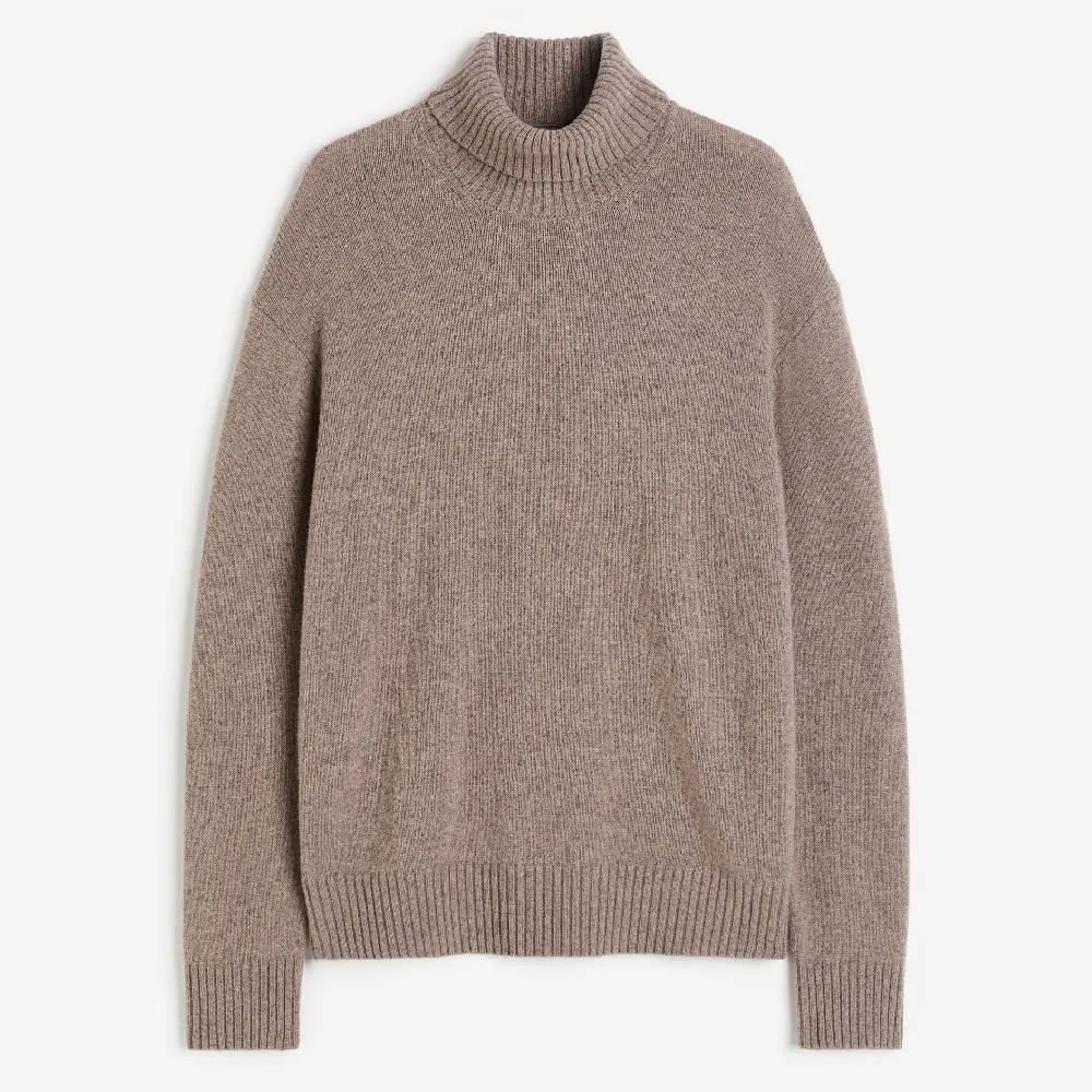 

Свитер H&M Loose Fit Woolen Turtleneck, темно-бежевый