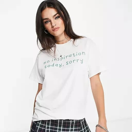 

Футболка Asos Design No Inspiration Graphic Oversized, белый