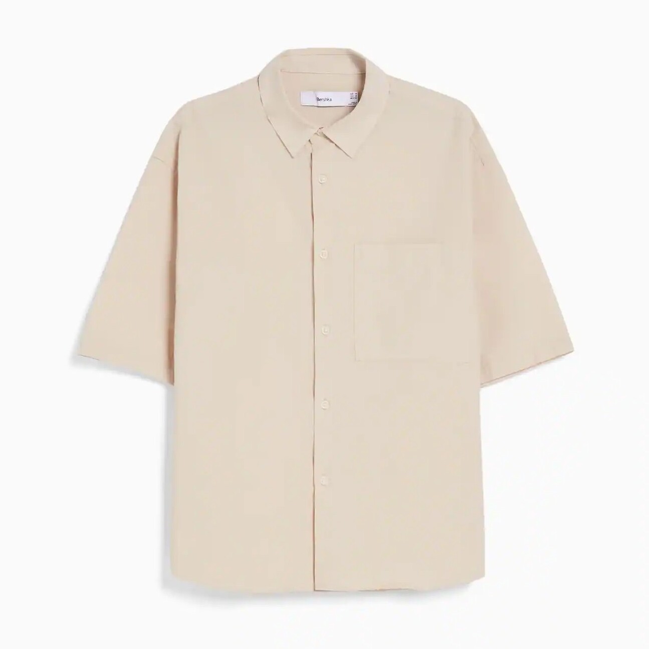 

Рубашка Bershka Short Sleeve Poplin, бежевый