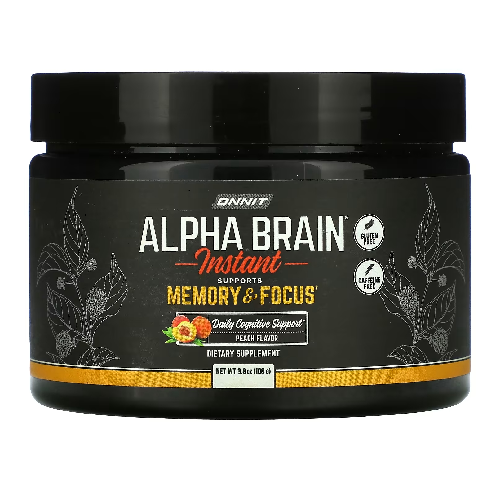 Onnit Alpha Brain Instant для памяти и концентрации внимания персик, 108 г