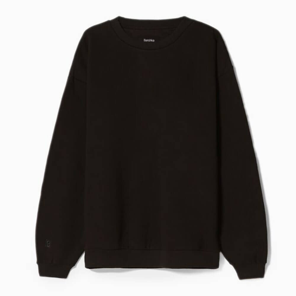 

Свитшот Bershka Oversize Round Neck, черный