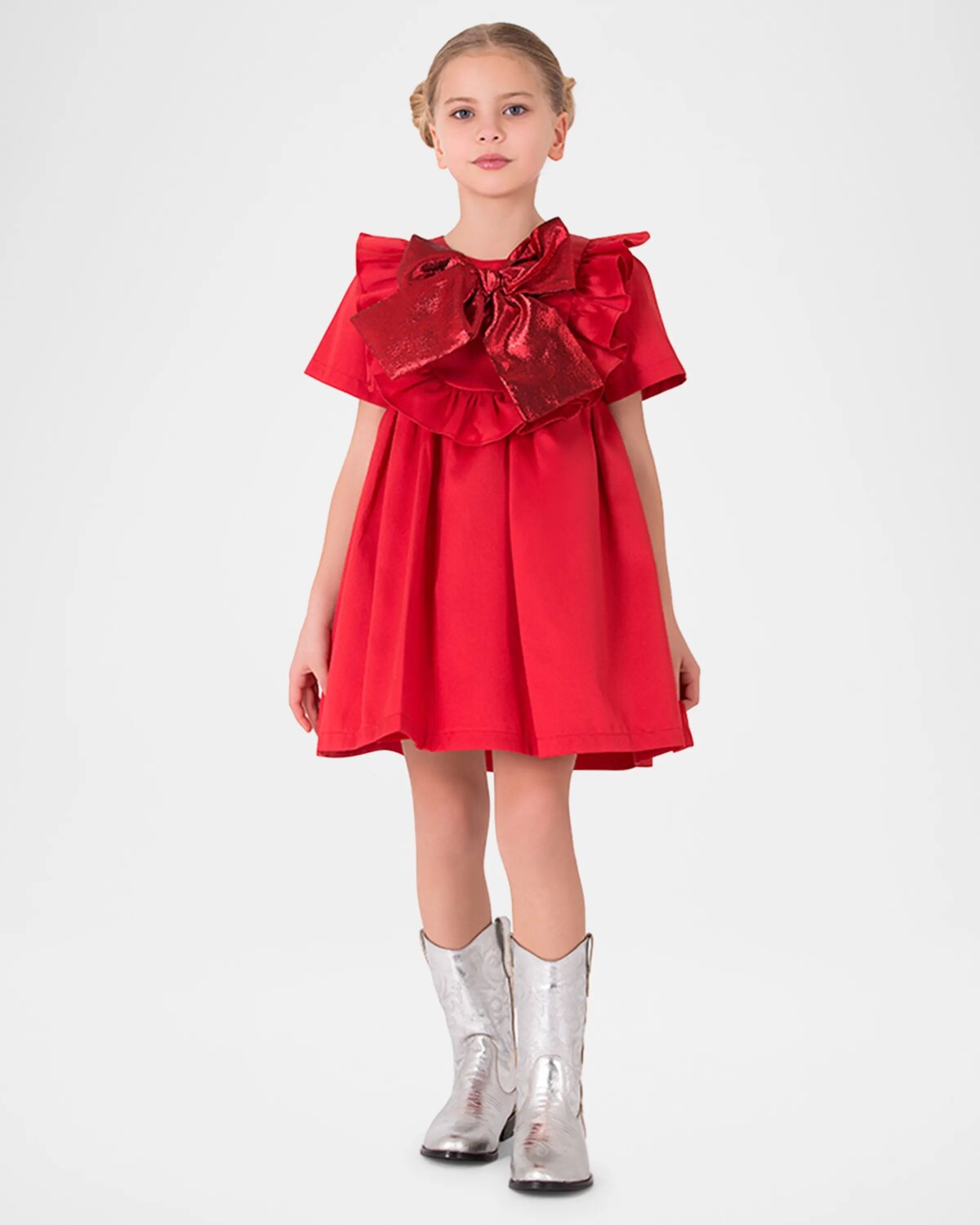 

Платье для девочки с большим бантом, размер 3T-12 Mama Luma, красный